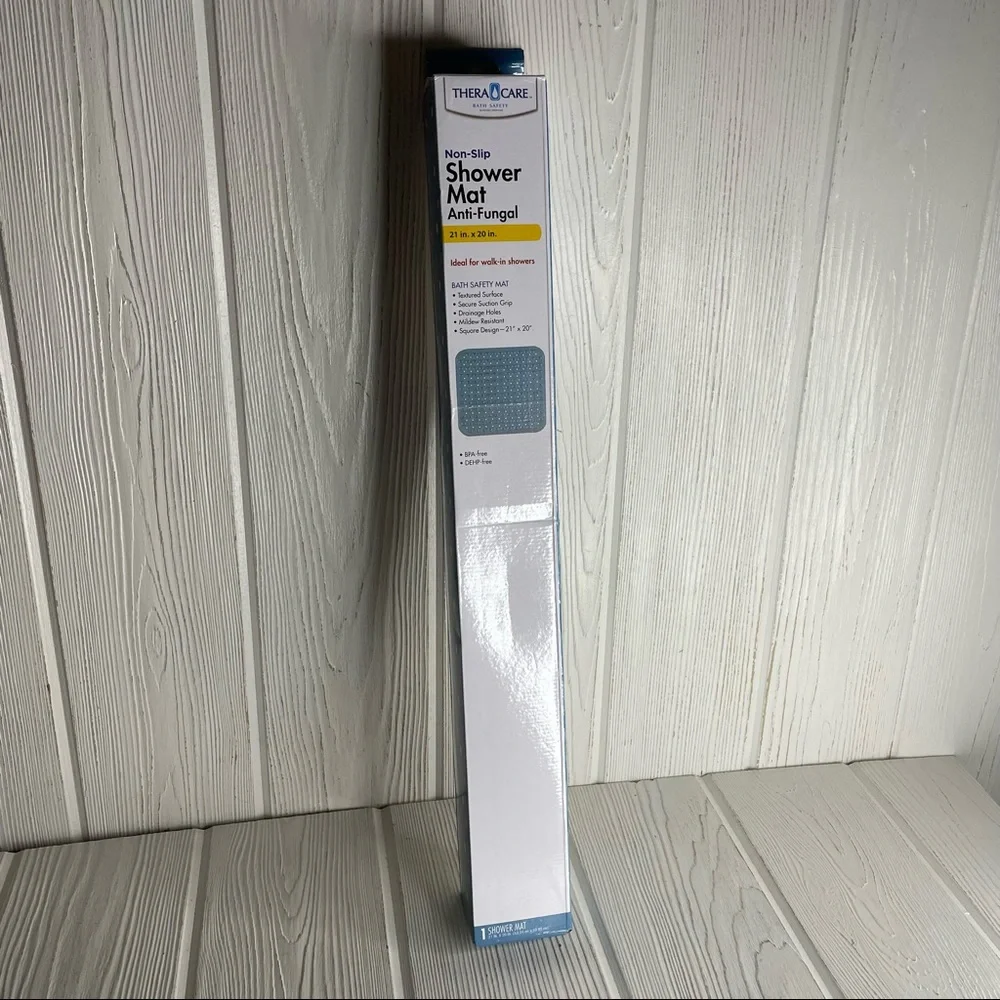 Theracare Shower Mat 21” x 20” Square Walk In Showers NEW Blue Non-Slip